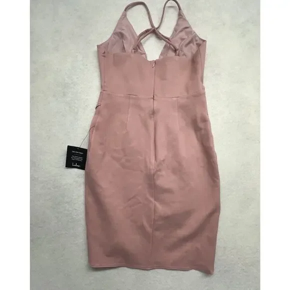 Lulus Mini Dress Size Small Dare to Take the Plunge Dusty Pink Tulip - Picture 8 of 11
